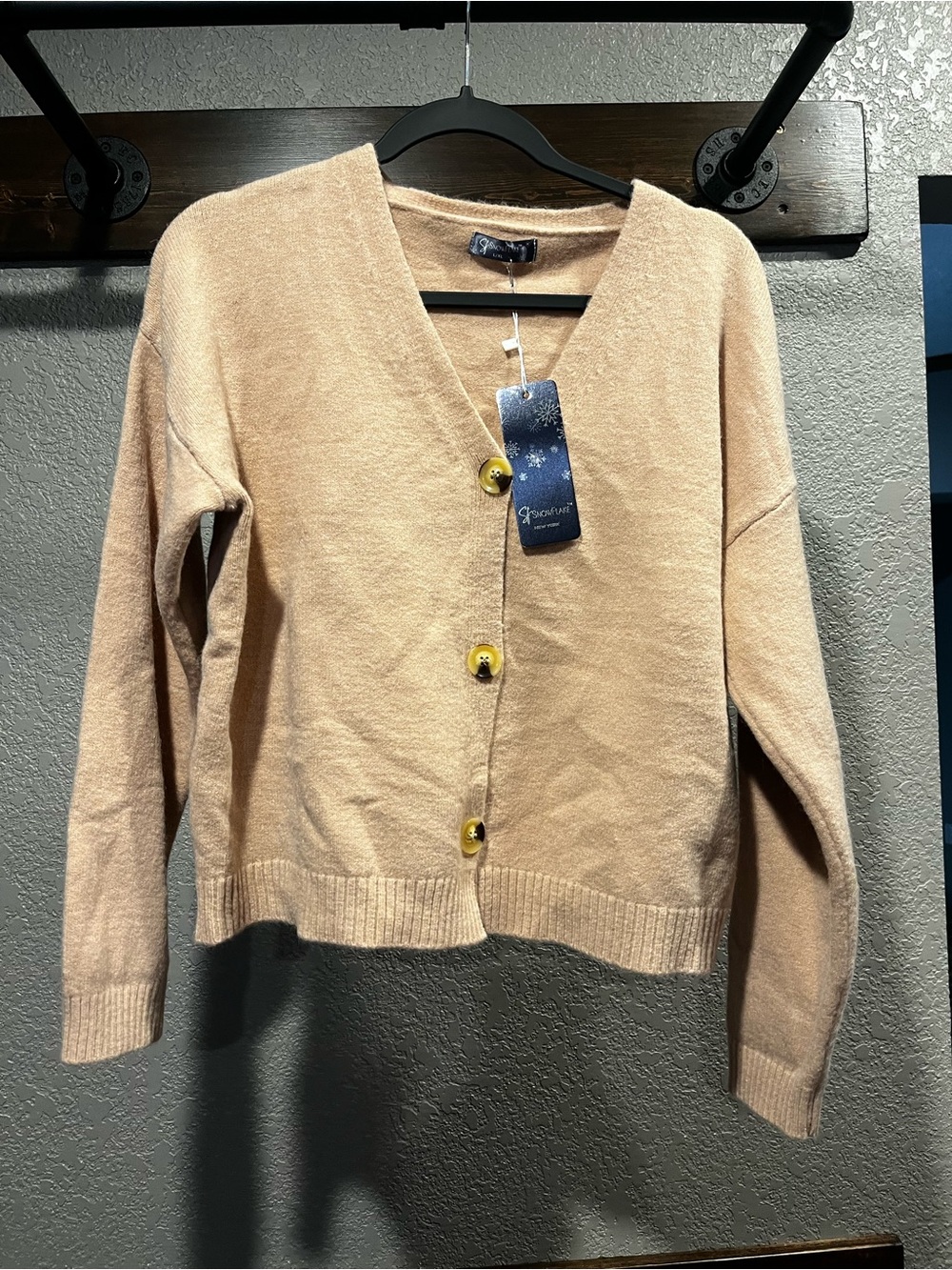 Snowflake Women’s Cream V-Neck Button Cardigan Sweater